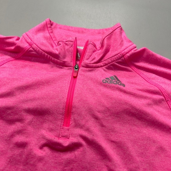 Adidas Running Climalite 1/2 Zip Long Sleeve Pink  Top Shirt Thumbholes Size S - Picture 2 of 7